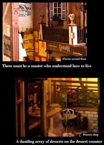 Fifijoy Bustling Street Scene 3D Wooden Book Nook Kit