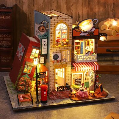 Coffee Book Street DIY Miniature Dollhouse Kit