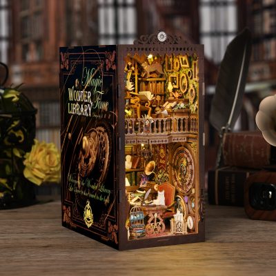 Vintage DIY Wood Book Corner Miniature Kit, DIY House Book Corner Ornament, Bookshelf Insert Decorative